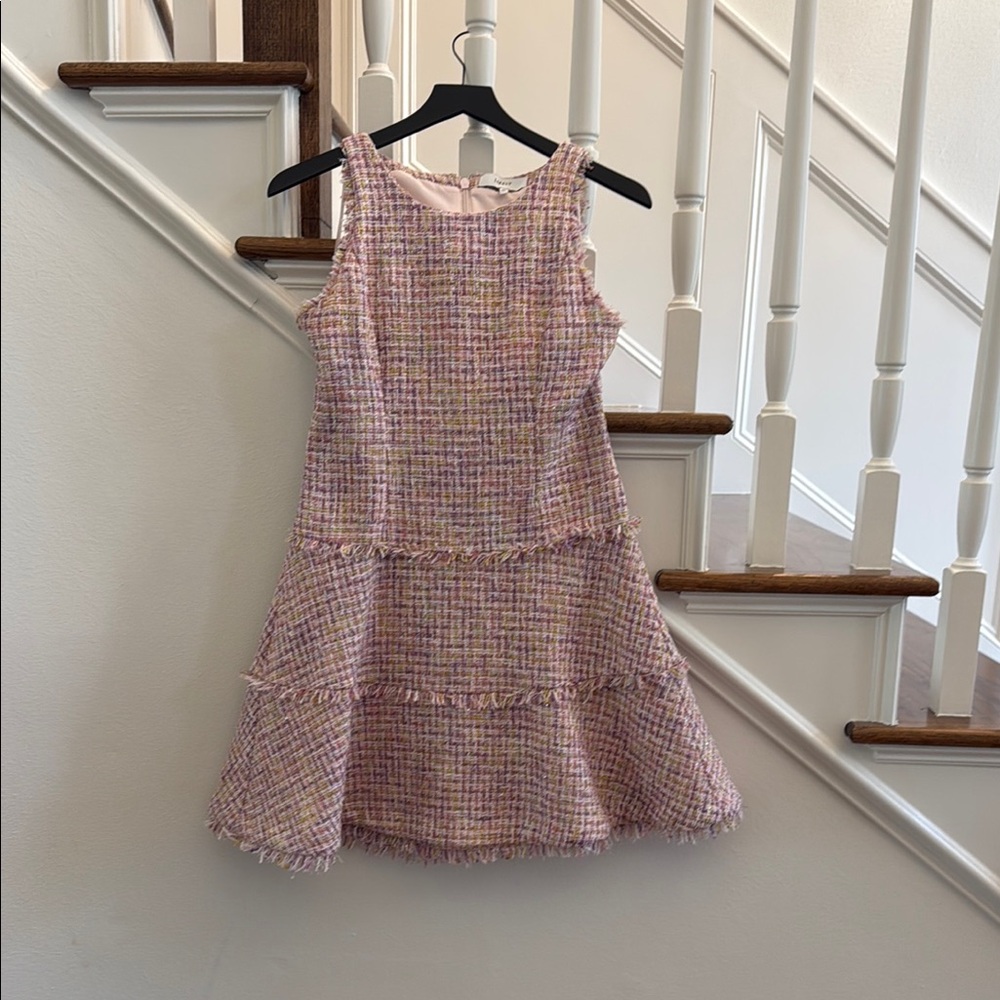 Likely Pink and White Peplum Sundress for Wedding Guest